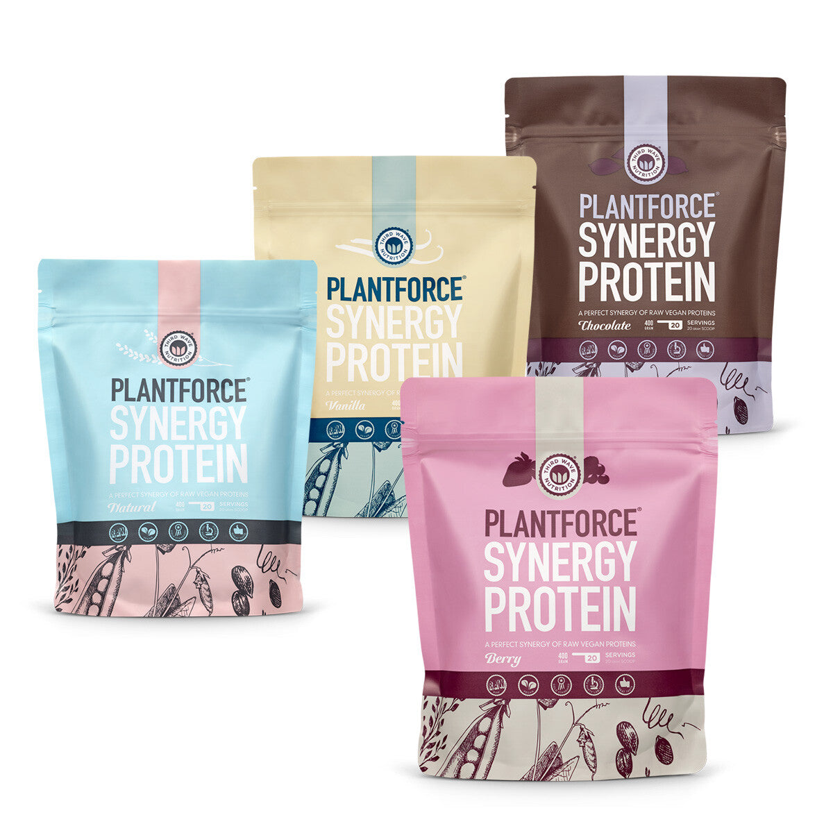 Plantforce - Synergy Protein Alle Smaken - 4x20 porties - 3+1 Gratis Aanbieding