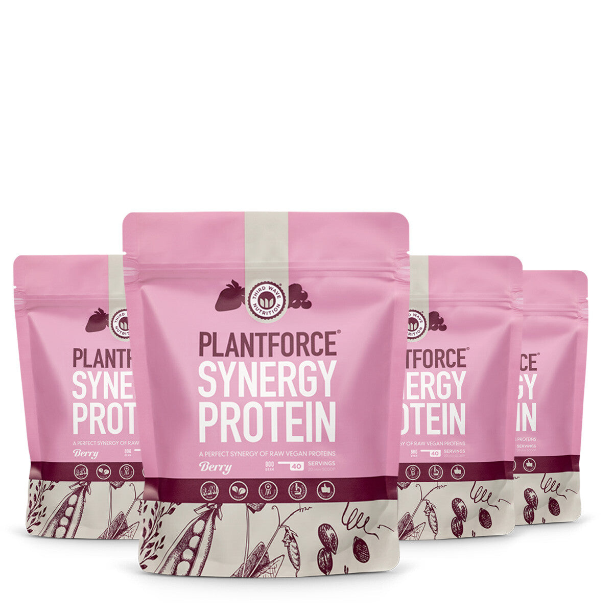 Plantforce Synergy Protein Berry - 4x40 porties - 3+1 Gratis Aanbieding