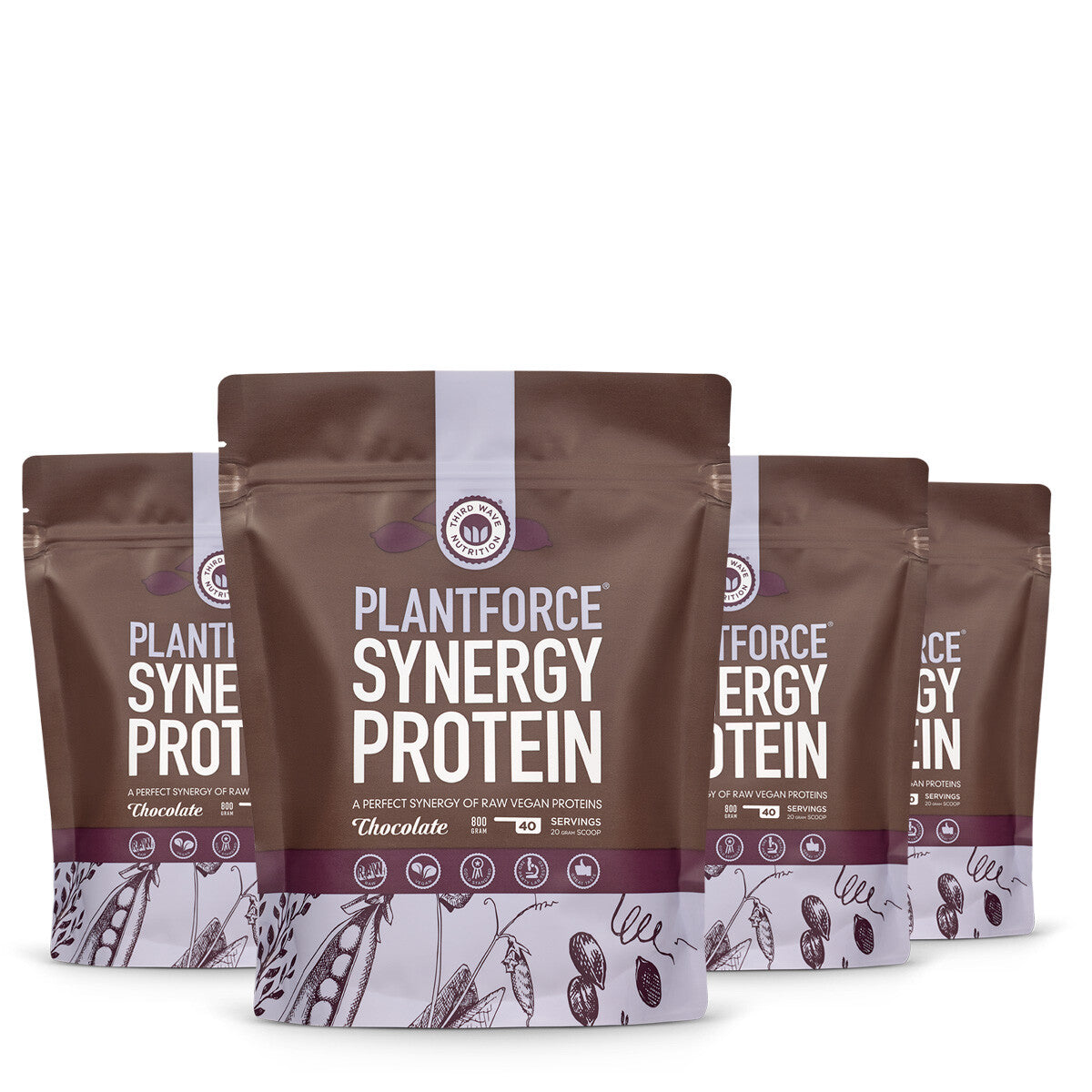 plantforce Synergy Protein Chocolate - 4x40 porties - 3+1 Gratis Aanbieding