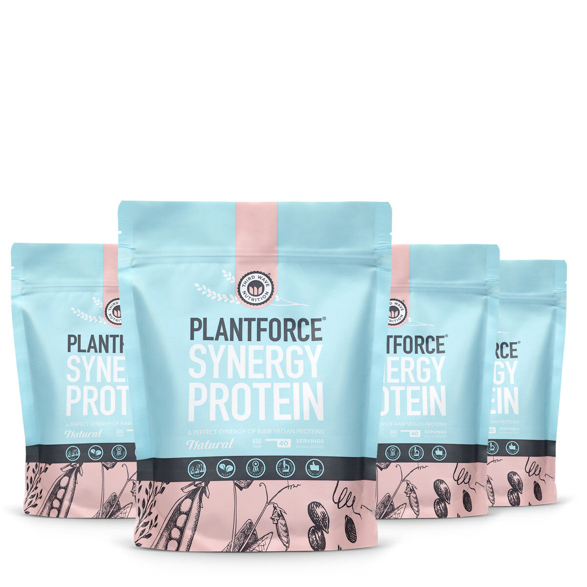Plantforce Synergy Protein Natural - 4x40 porties - 3+1 Gratis Aanbieding