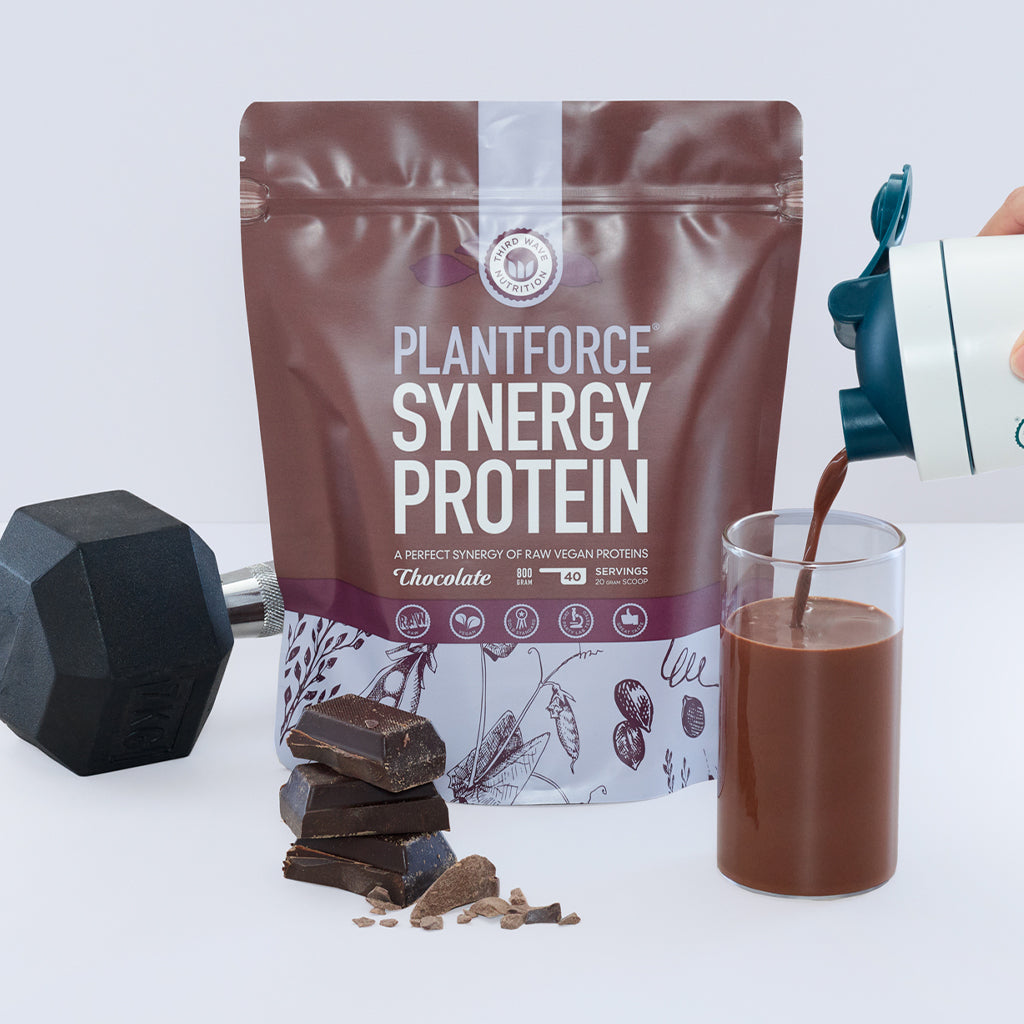plantforce Synergy Protein Chocolate - 4x40 porties - 3+1 Gratis Aanbieding