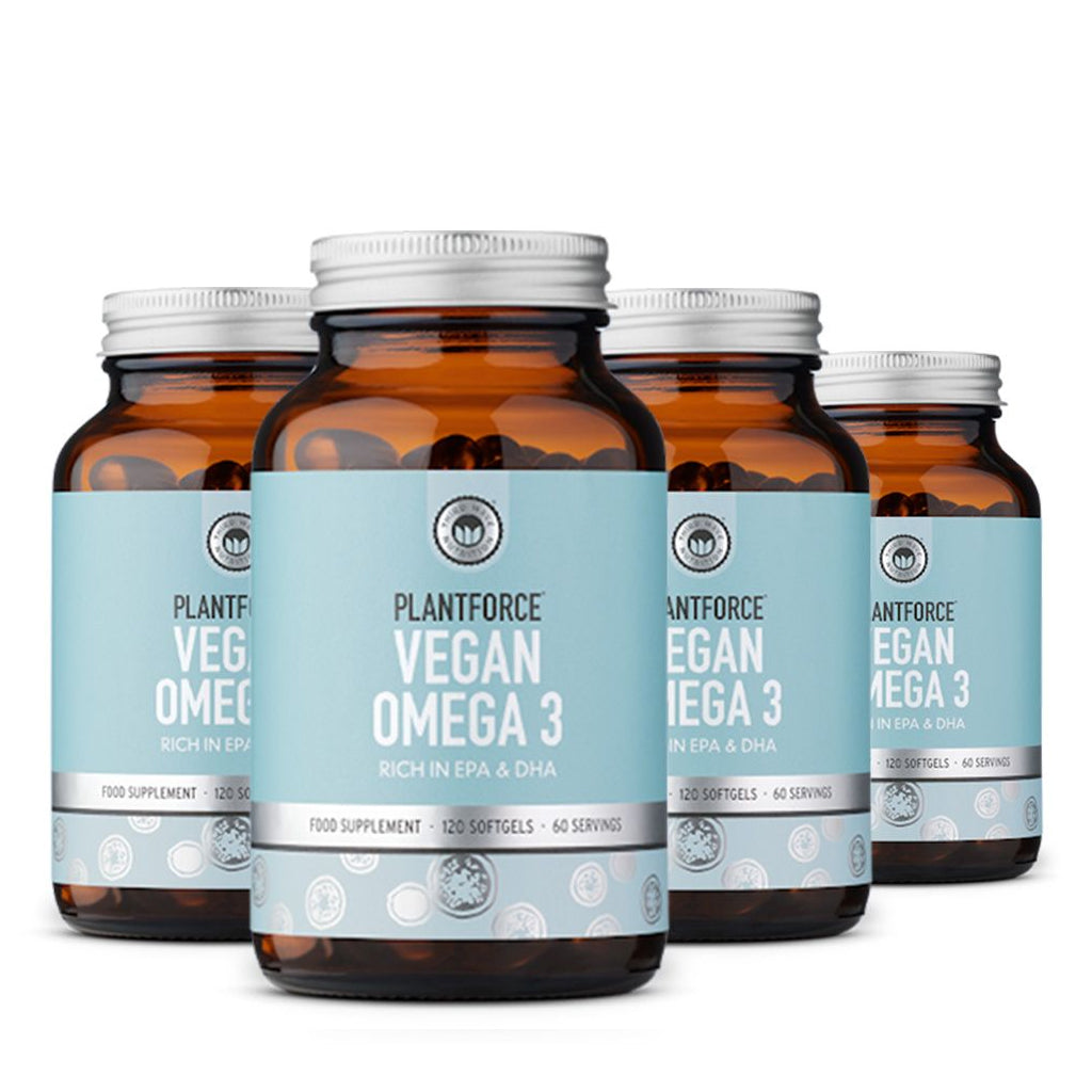 Plantforce Vegan Omega-3 Algenolie - 4x120 softgels - 3+1 Gratis Aanbieding