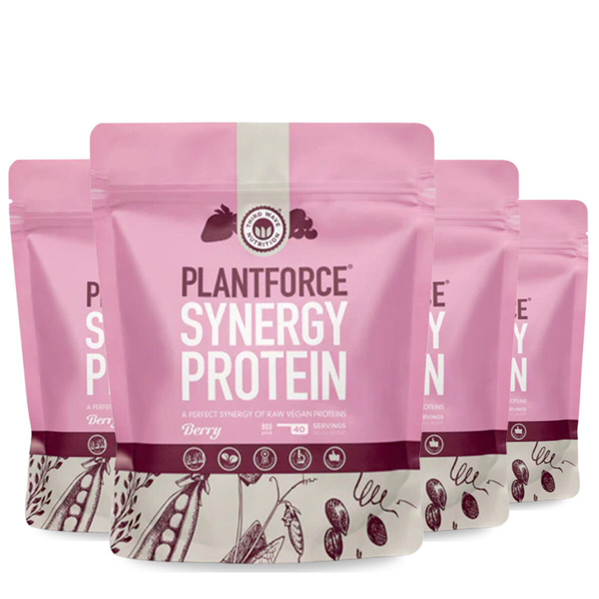 Plantforce Synergy Protein Berry - 4x40 porties - 3+1 Gratis Aanbieding