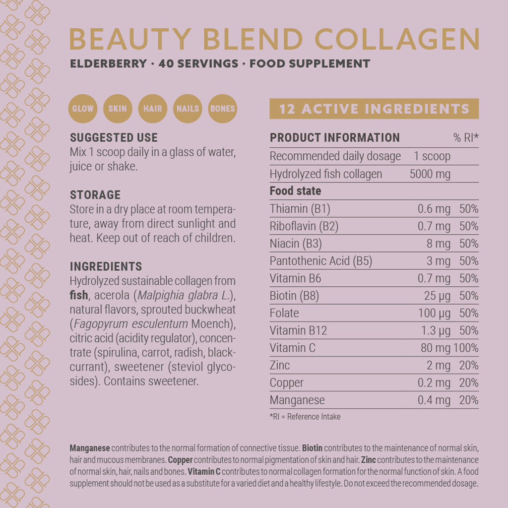 Plent Beauty Blend Collagen Elderberry - 40 porties - 3+1 Gratis Aanbieding