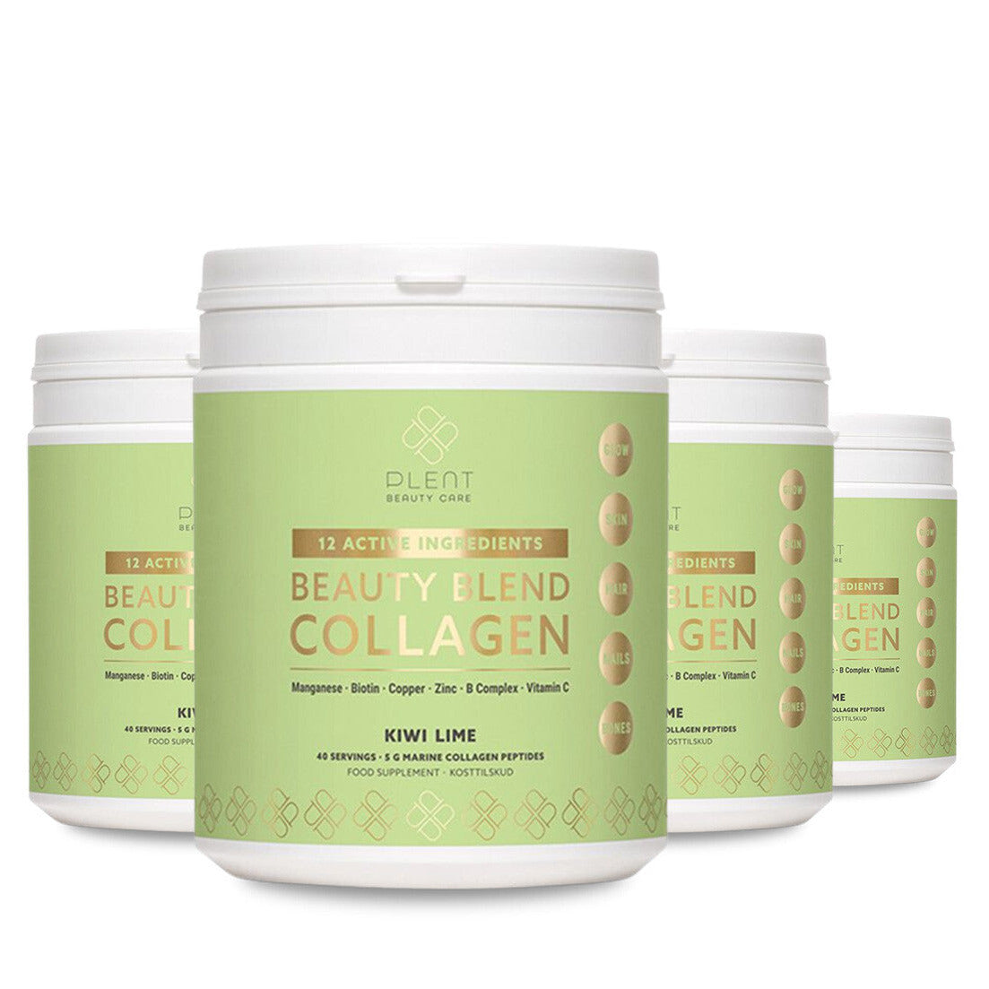 Plent Beauty Blend Collagen Kiwi Lime - 40 porties - 3+1 Gratis Aanbieding