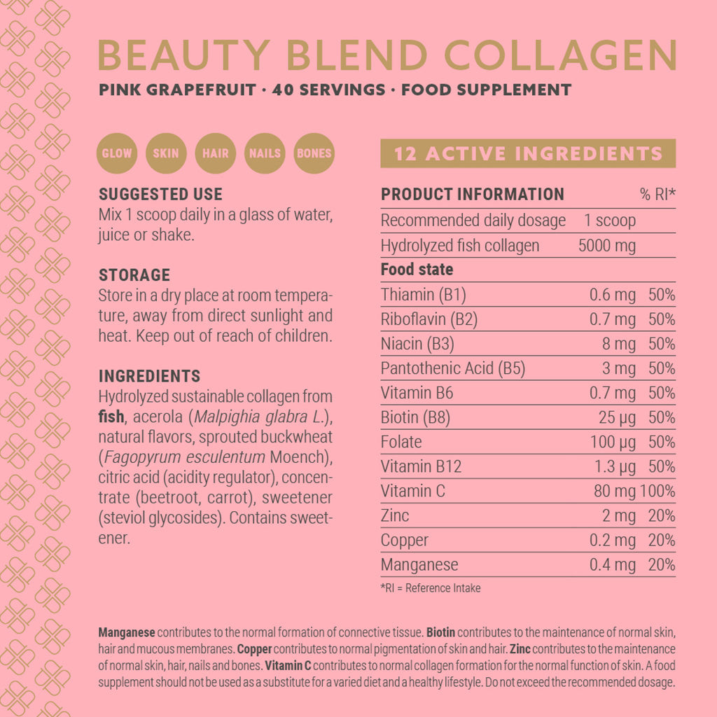 Plent Beauty Blend Collagen Pink Grapefruit - 40 porties - 3+1 Gratis Aanbieding