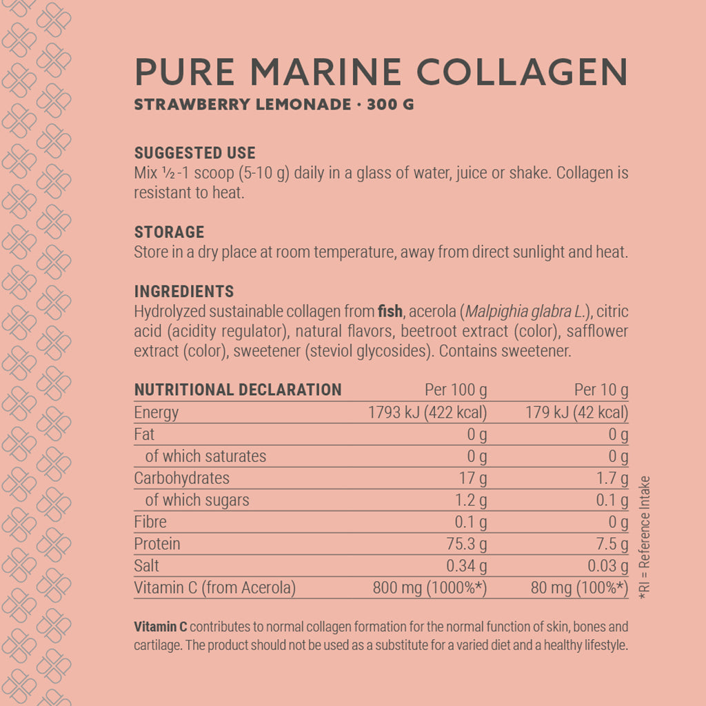 Plent Pure Marine Collagen Strawberry Lemonade - 4x300g - 3+1 Gratis Aanbieding
