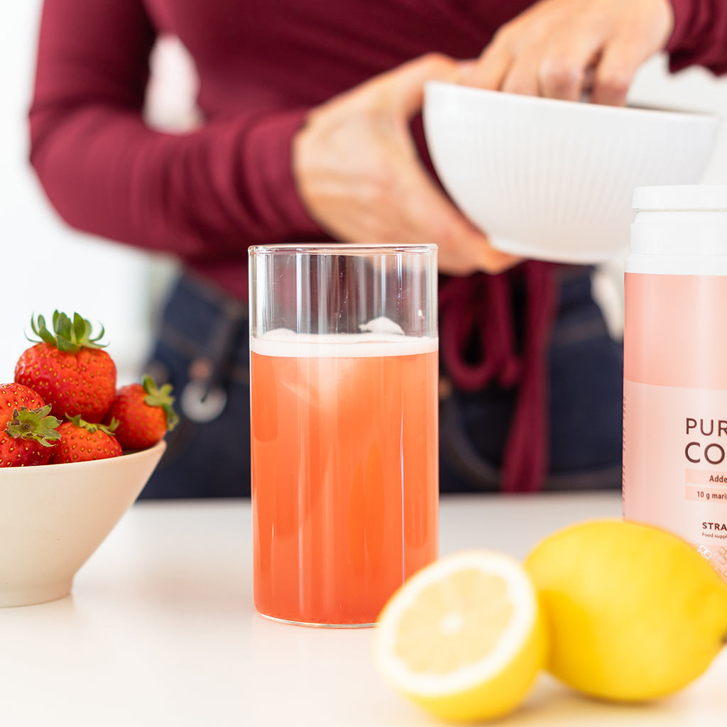 Plent Pure Marine Collagen Strawberry Lemonade - 4x300g - 3+1 Gratis Aanbieding