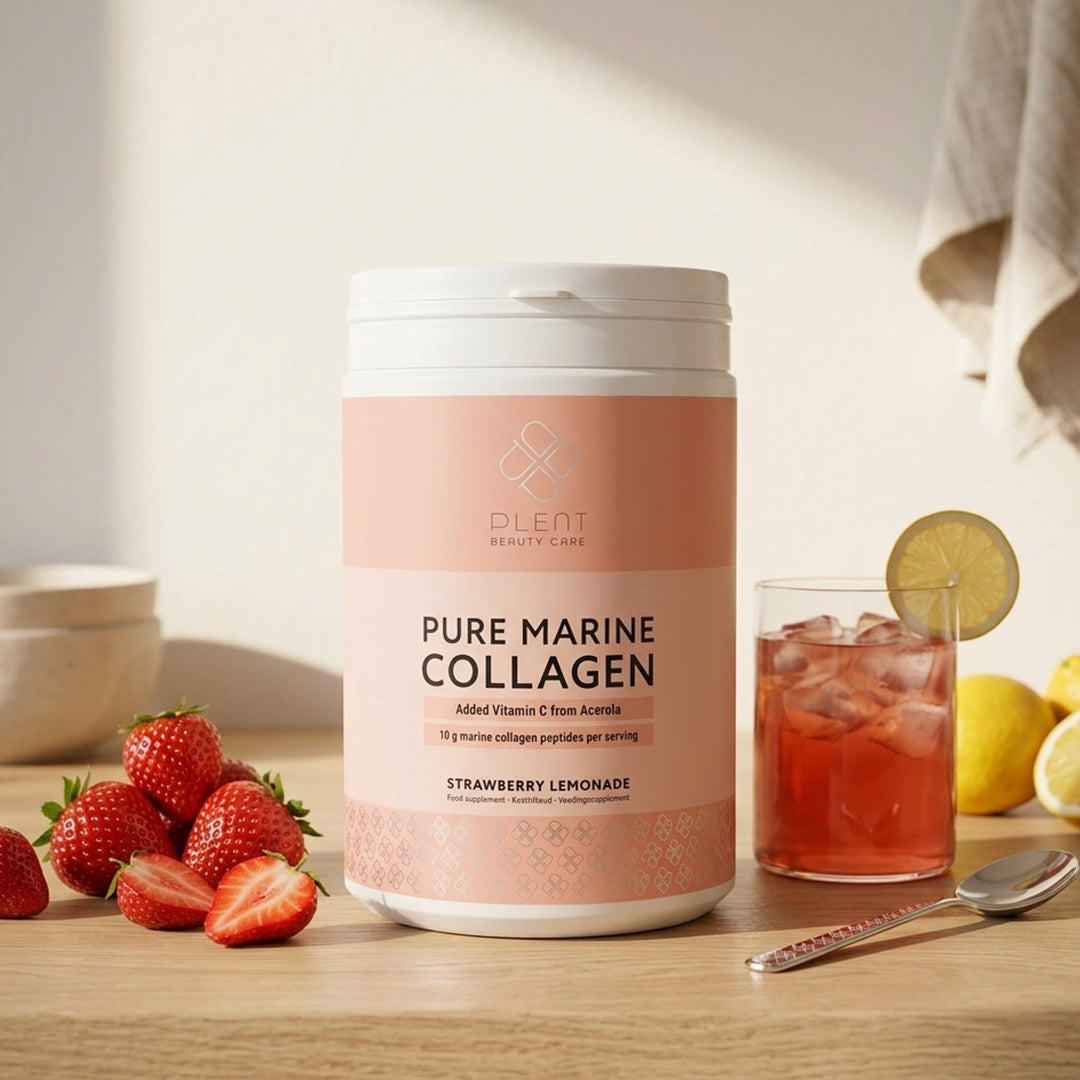 Plent Pure Marine Collagen Strawberry Lemonade - 4x300g - 3+1 Gratis Aanbieding
