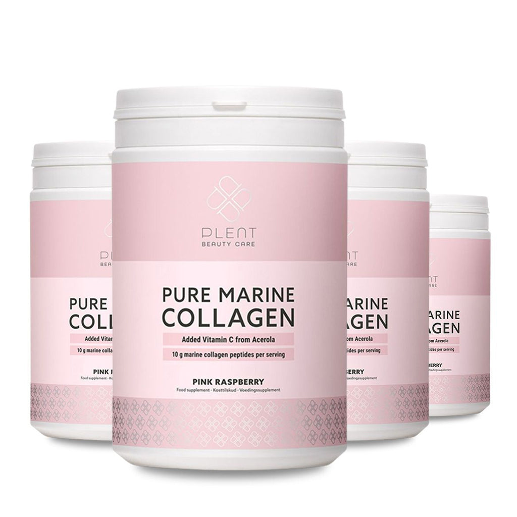 Plent Pure Marine Collagen Pink Raspberry - 4x300g - 3+1 Gratis Aanbieding