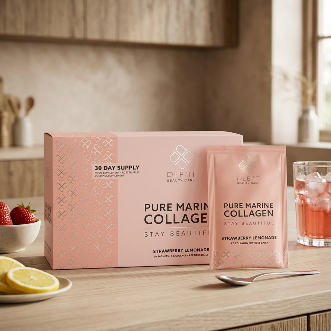 Plent Pure Marine Collagen Strawberry Lemonade - 4x30 sachets - 3+1 Gratis Aanbieding