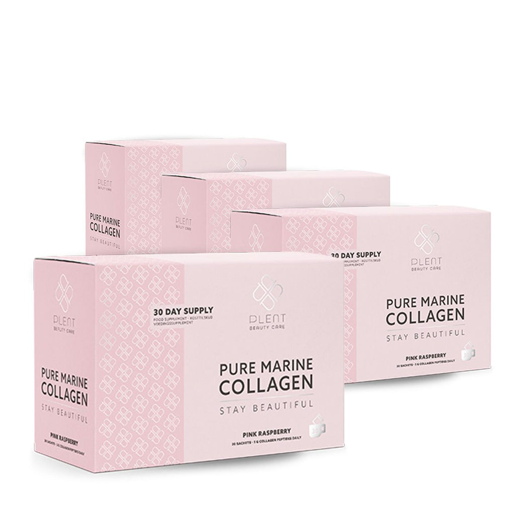 Plent Pure Marine Collagen Pink Raspberry - 4x30 Sachets - 3+1 Gratis Aanbieding