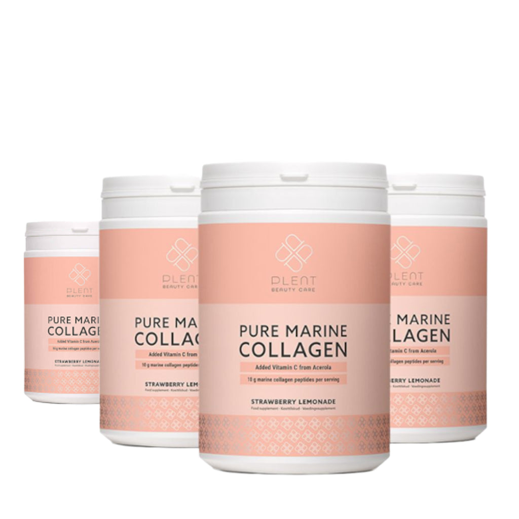 Plent Pure Marine Collagen Strawberry Lemonade - 4x300g - 3+1 Gratis Aanbieding