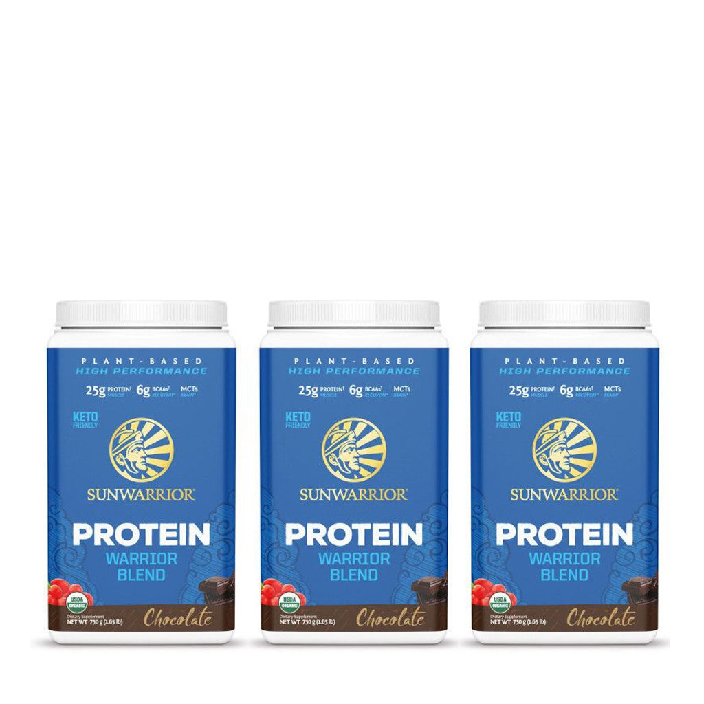 Sunwarrior - Warrior Blend Protein Chocolate Bio - 3x750g - Aanbieding