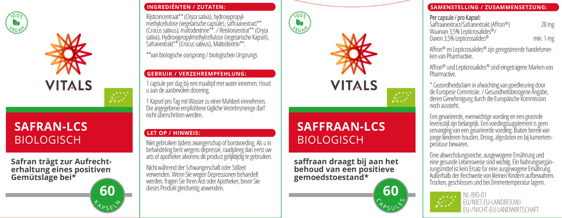 Vitals - Saffraan-LCS Biologisch - 60 caps