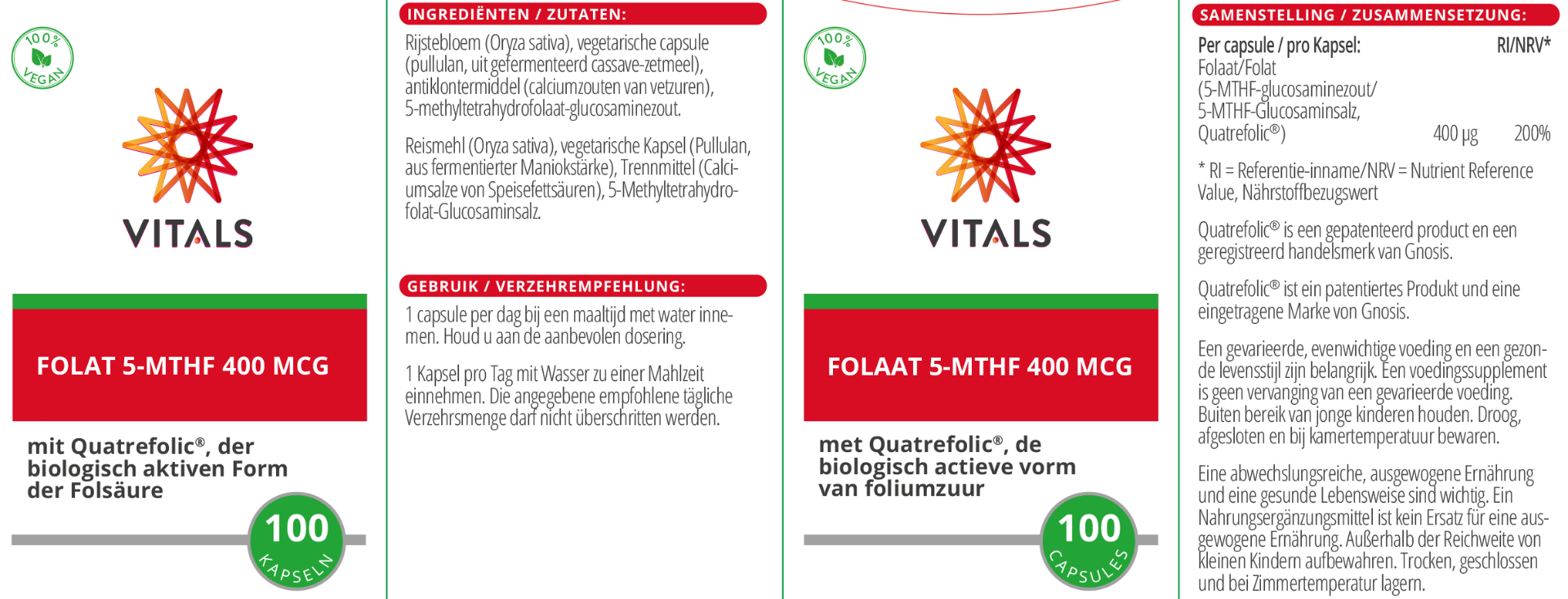 Vitals - Folaat 5-MTHF 400mcg - 100 caps